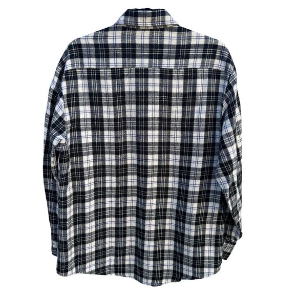 Windridge Mervyns Vintage Plaid Grunge Retro Mens Black White Flannel Shirt M - Picture 4 of 8
